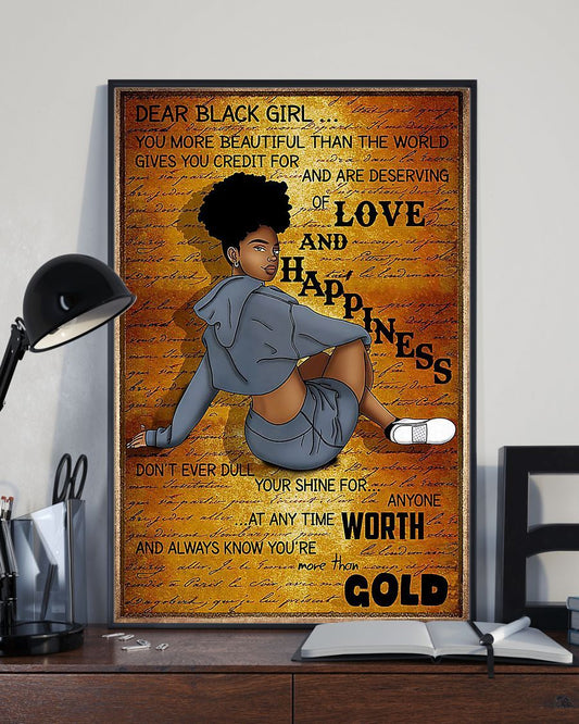 African - Black Art - Dear Black Girl Vertical Canvas And Poster | Wall Decor Visual Art
