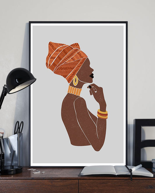 African - Black Art - Black Woman Portrait Vertical Canvas And Poster | Wall Decor Visual Art