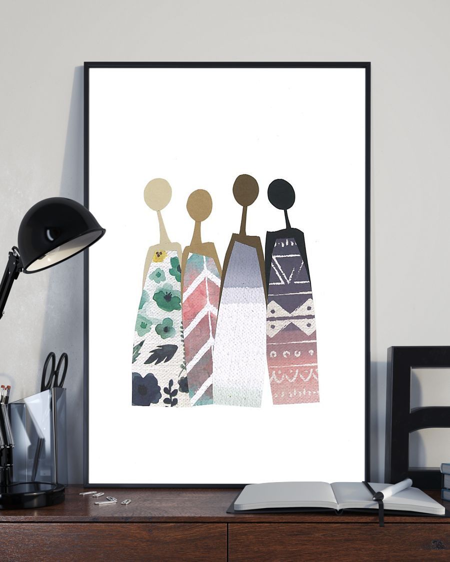 African - Black Art - Black Woman Portrait Vertical Canvas And Poster | Wall Decor Visual Art