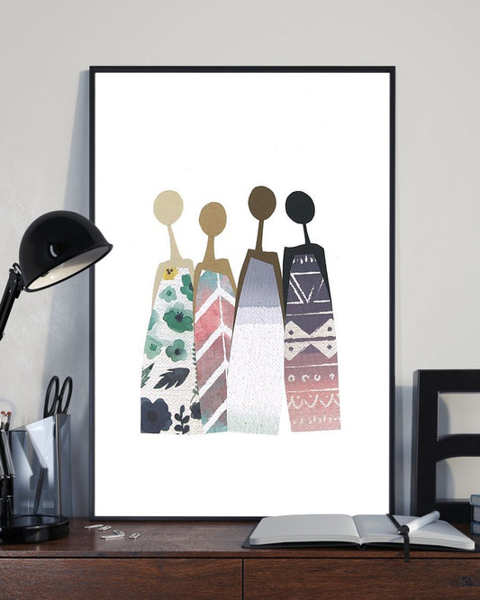 African - Black Art - Black Woman Portrait Vertical Canvas And Poster | Wall Decor Visual Art