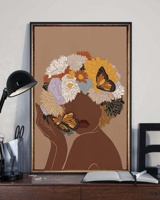 African - Black Art - Beautiful Black Woman Vertical Canvas And Poster | Wall Decor Visual Art