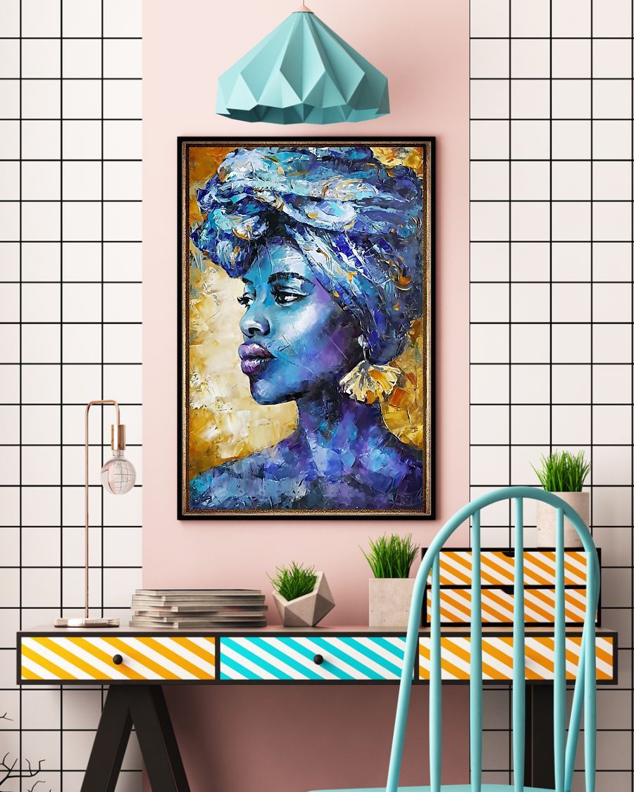 African - Black Art - Beautiful Black Woman 2 Vertical Canvas And Poster | Wall Decor