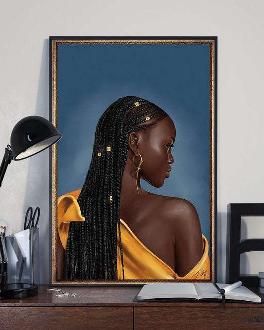 African - Black Art - Black Girl Portrait Vertical Canvas And Poster | Wall Decor Visual Art