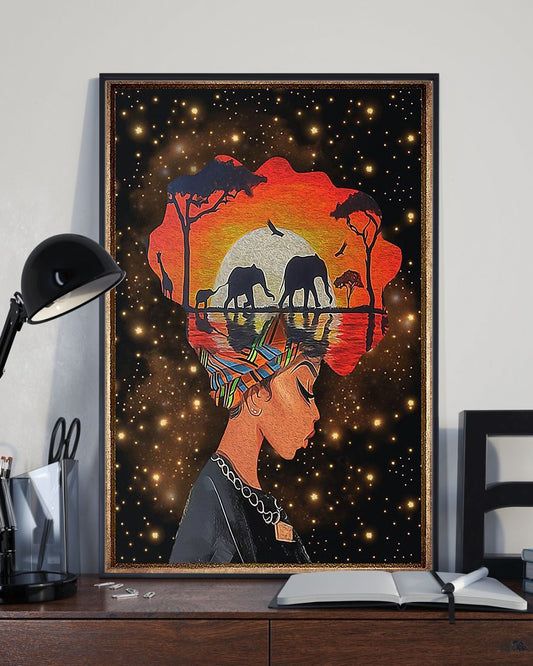 African - Black Art - Black Girl And Root Vertical Canvas And Poster | Wall Decor Visual Art
