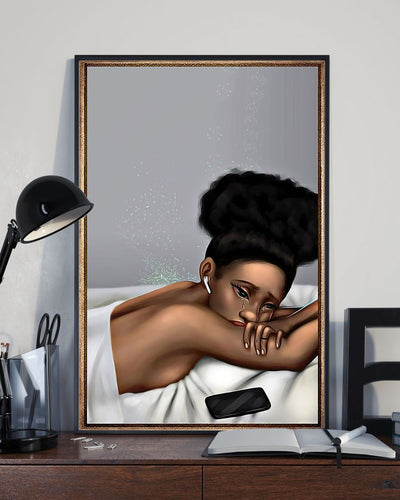 African - Black Art - Crying Black Girl Vertical Canvas And Poster | Wall Decor Visual Art