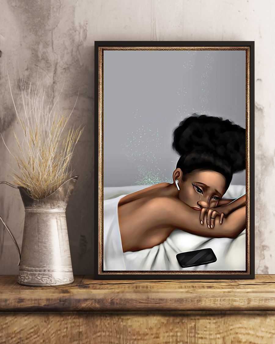 African - Black Art - Crying Black Girl Vertical Canvas And Poster | Wall Decor