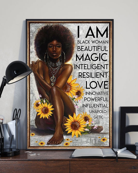African - Black Art - Beautiful Black Woman Vertical Canvas And Poster | Wall Decor Visual Art
