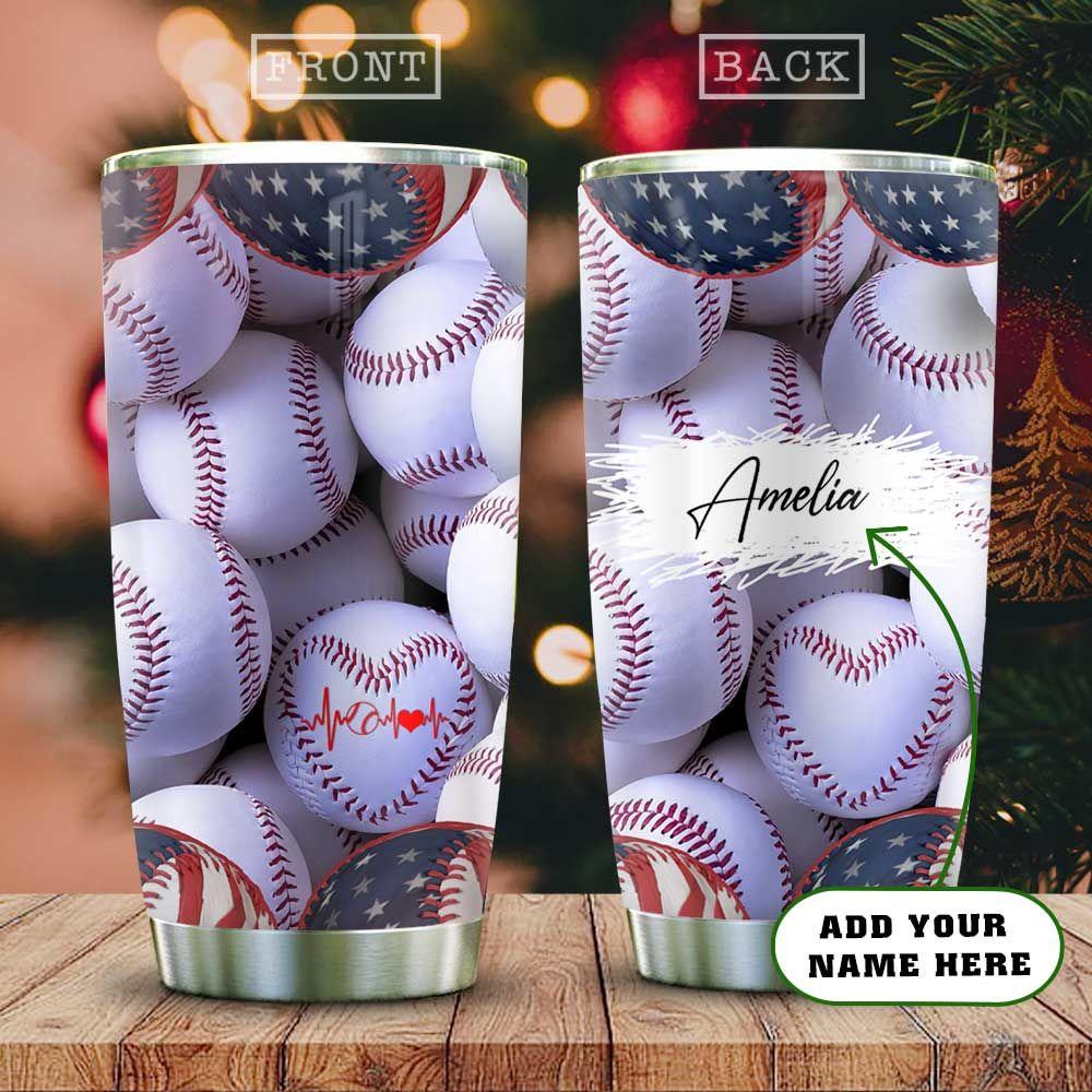 Baseball Lover Personalized Stainless Steel Tumbler Cups Drinkware 20oz - MostSuit