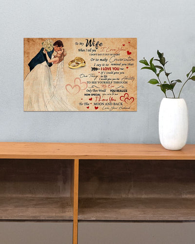 To My Wife Couple Rings - I Love You To The Moon And Back Horizontal Canvas And Poster - Valentine Gift | Wall Decor Visual Art