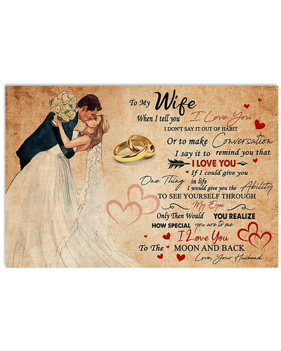 To My Wife Couple Rings - I Love You To The Moon And Back Horizontal Canvas And Poster - Valentine Gift | Wall Decor