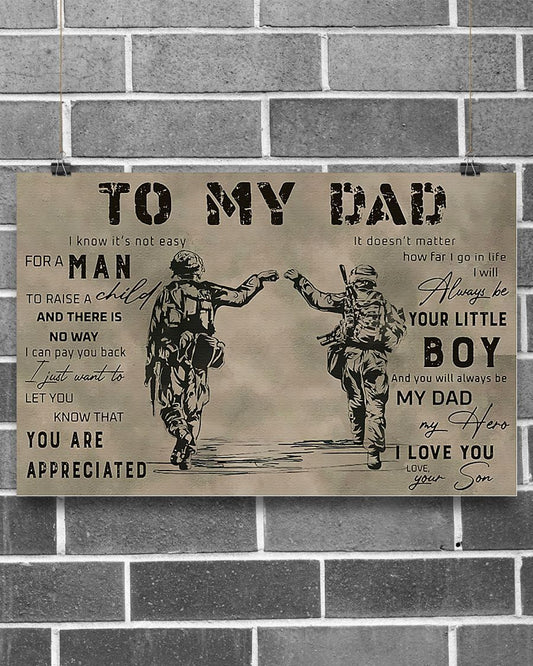 Professions Poster - Veteran To My Dad Horizontal Canvas And Poster | Wall Decor Visual Art