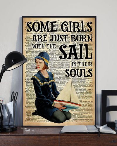 Professions Poster - Sailor Some Girls Are Just Born With The Sail Vertical Canvas And Poster | Wall Decor Visual Art