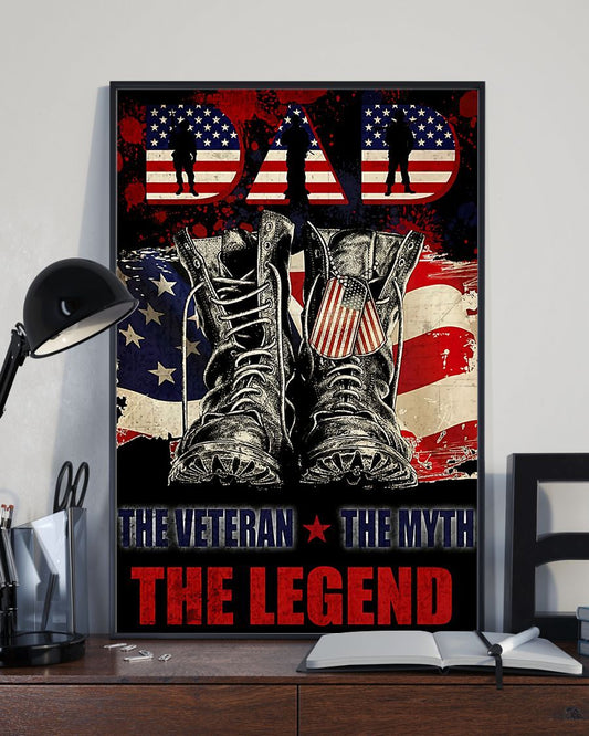 Professions Poster - Dad The Veteran The Myth The Legend Portrait Poster & Canvas Gift For People Wall Decor Wall Art Visual Art