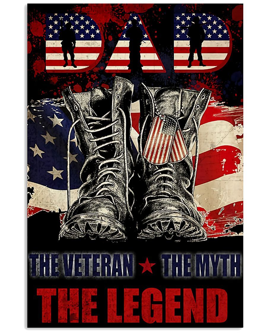 Professions Poster - Dad The Veteran The Myth The Legend Portrait Poster & Canvas Gift For People Wall Decor Wall Art