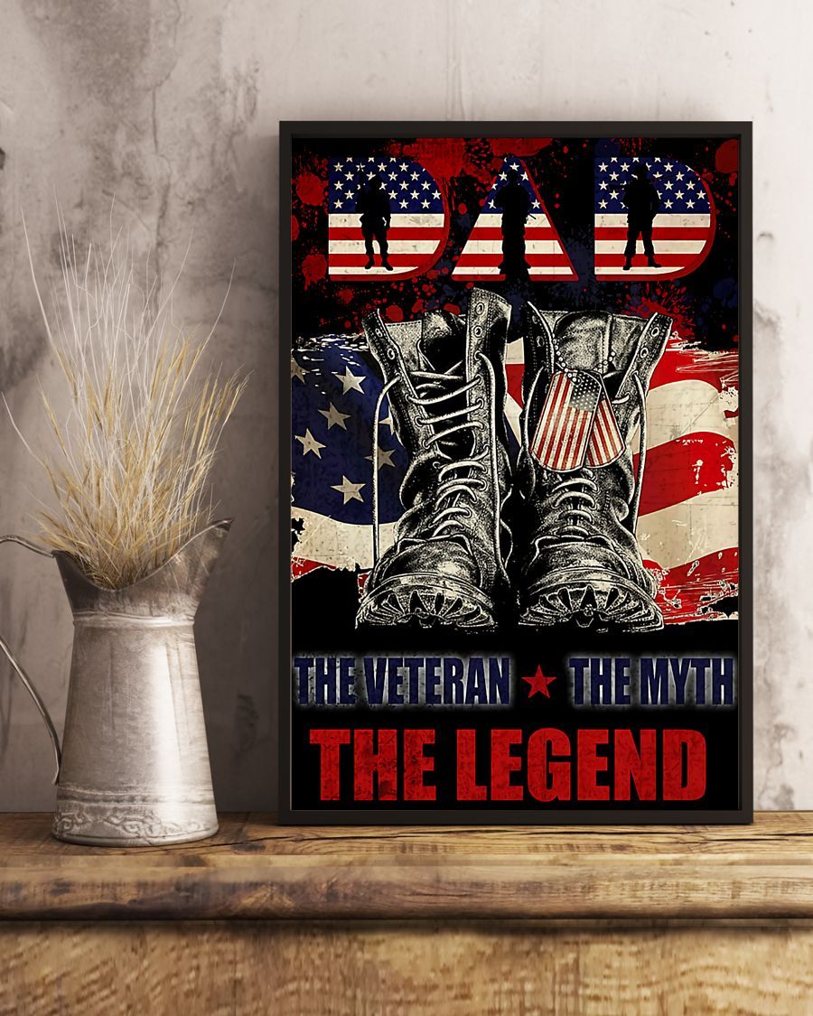 Professions Poster - Dad The Veteran The Myth The Legend Portrait Poster & Canvas Gift For People Wall Decor Wall Art