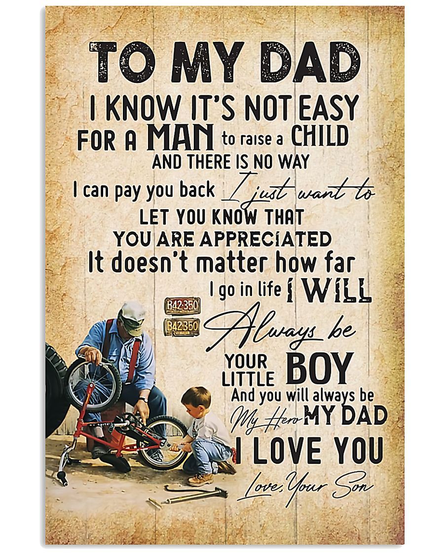 Cycling To My Dad Vertical Canvas And Poster | Wall Decor
