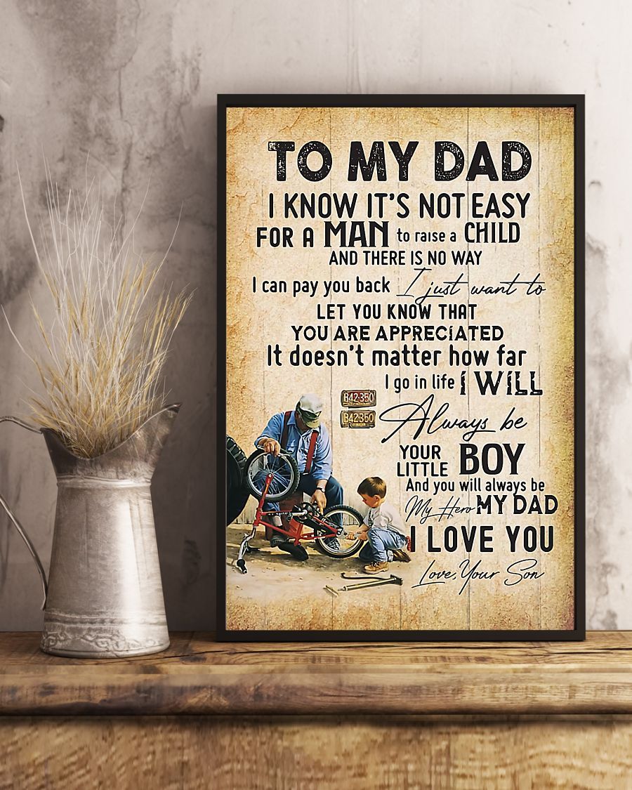 Cycling To My Dad Vertical Canvas And Poster | Wall Decor