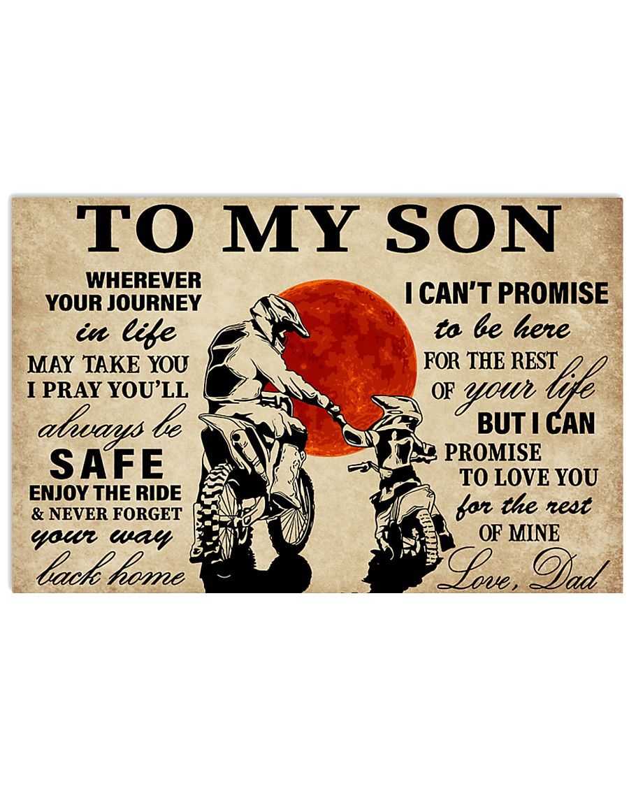 Motorcycle Rider To My Son Horizontal Canvas And Poster | Wall Decor
