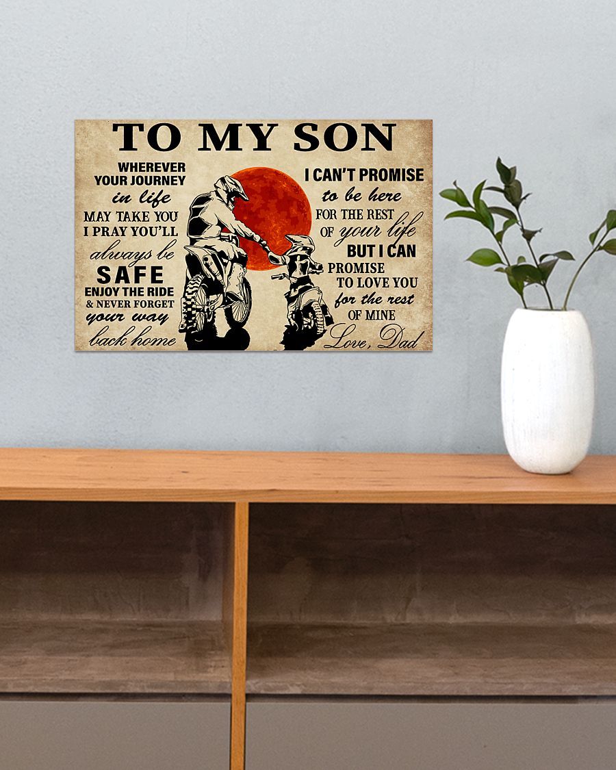 Motorcycle Rider To My Son Horizontal Canvas And Poster | Wall Decor