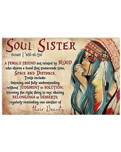 Native American Soul Sister Horizontal Canvas And Poster | Wall Decor