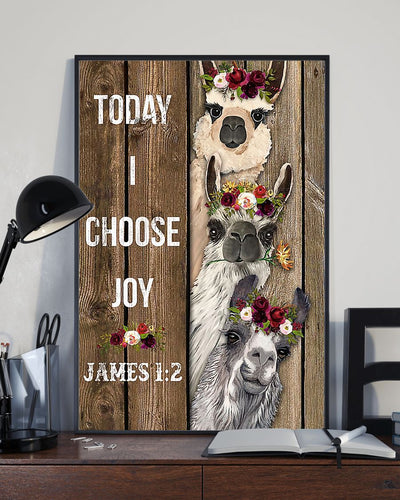 Alpaca Today I Choose Joy Vertical Canvas And Poster | Wall Decor Visual Art