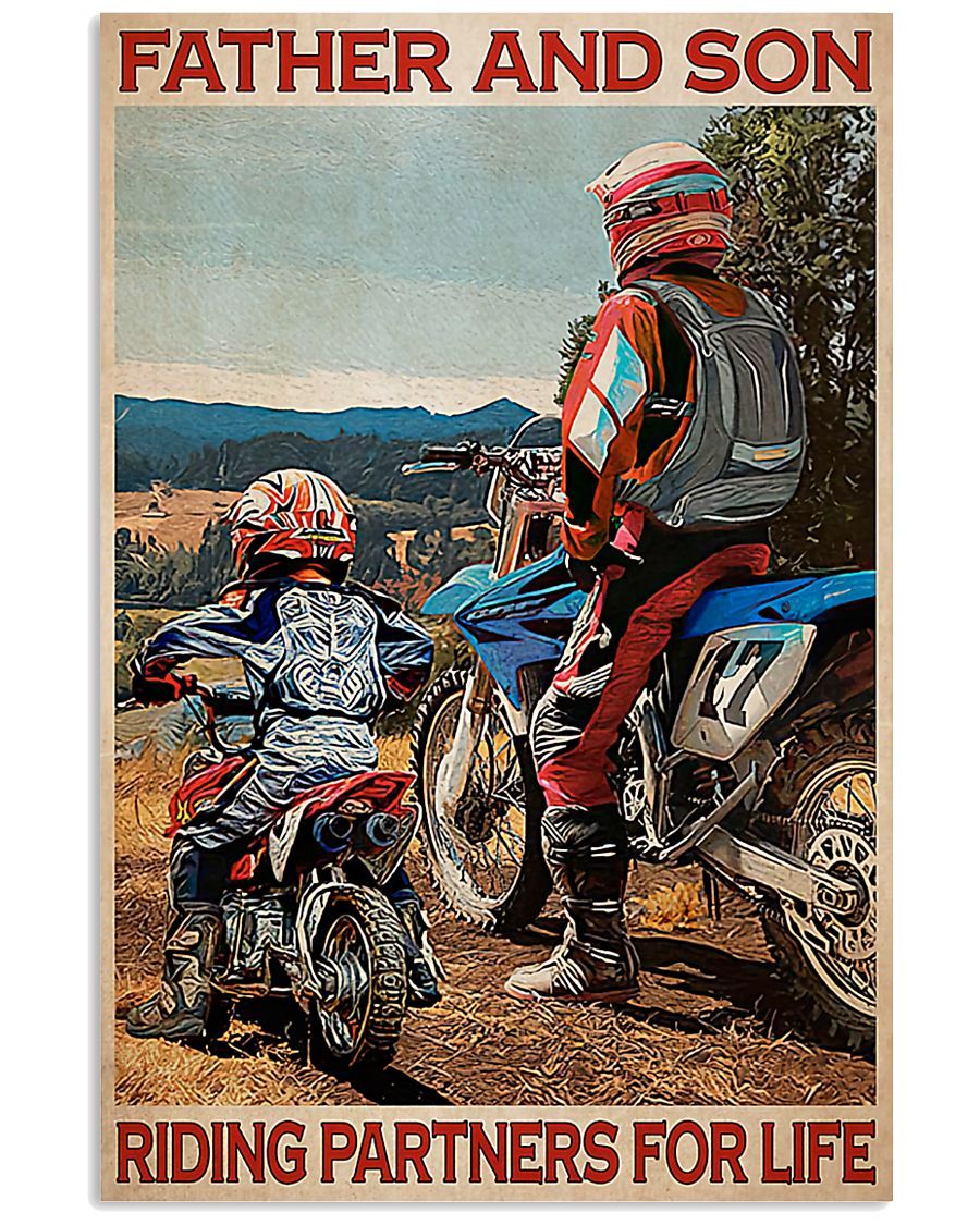 Motorcycle - Father And Son Vertical Canvas And Poster | Wall Decor