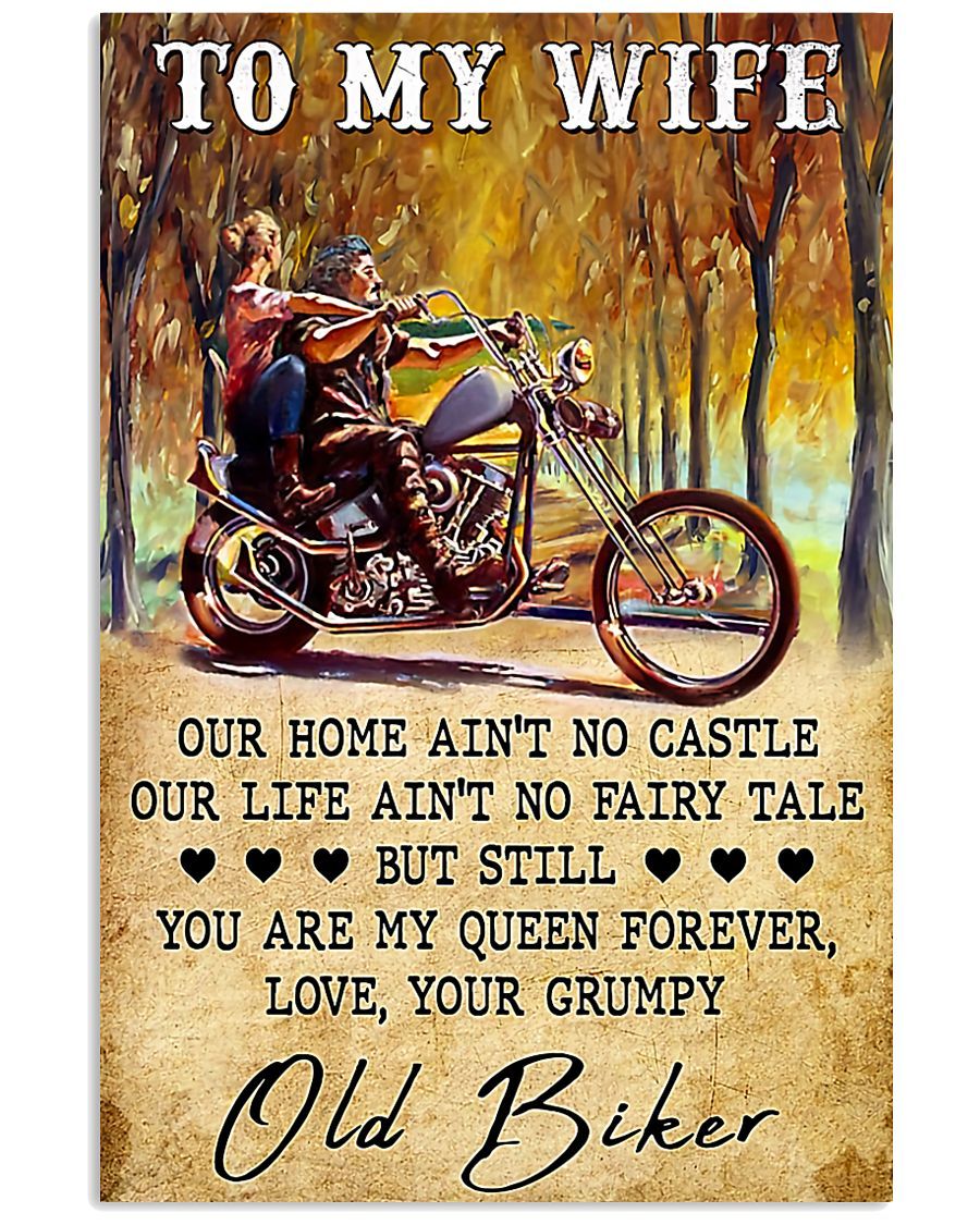 Motorcycle To My Wife - Old Biker Vertical Canvas And Poster | Wall Decor