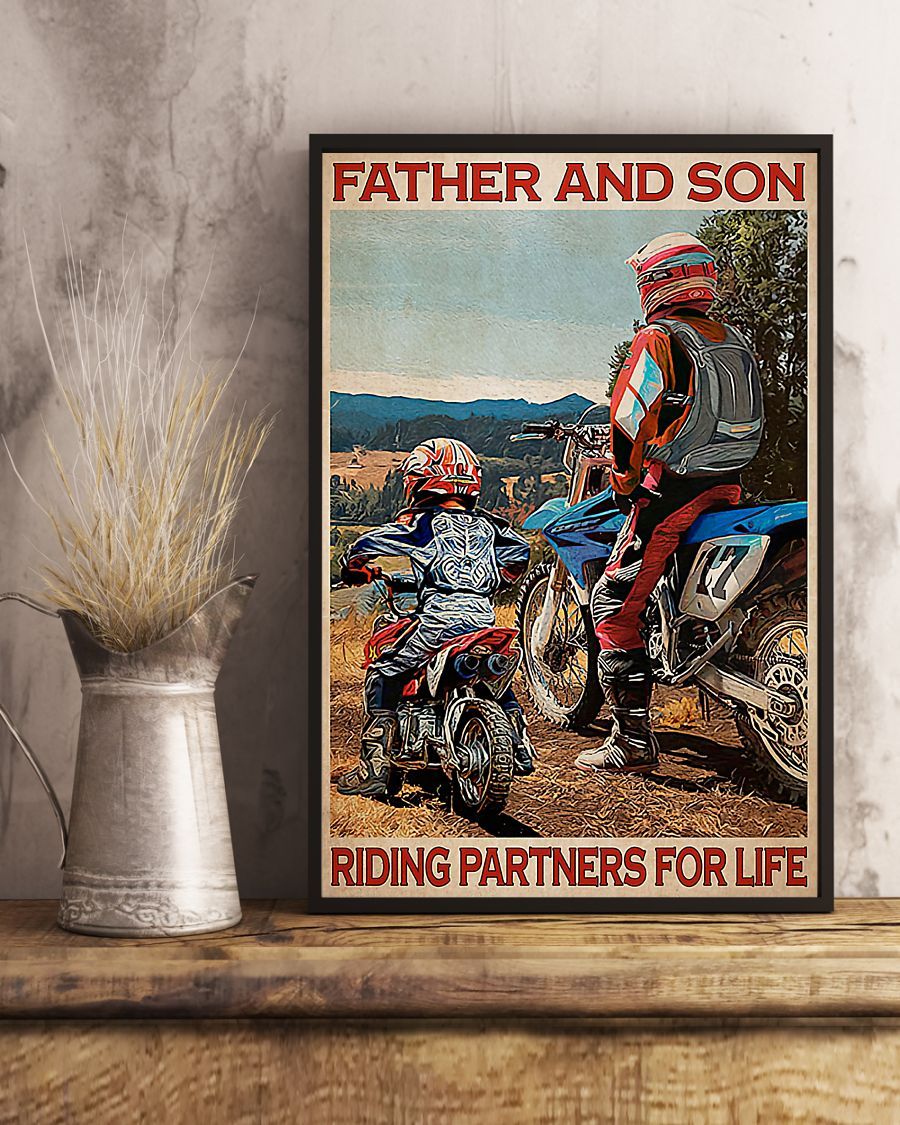 Motorcycle - Father And Son Vertical Canvas And Poster | Wall Decor