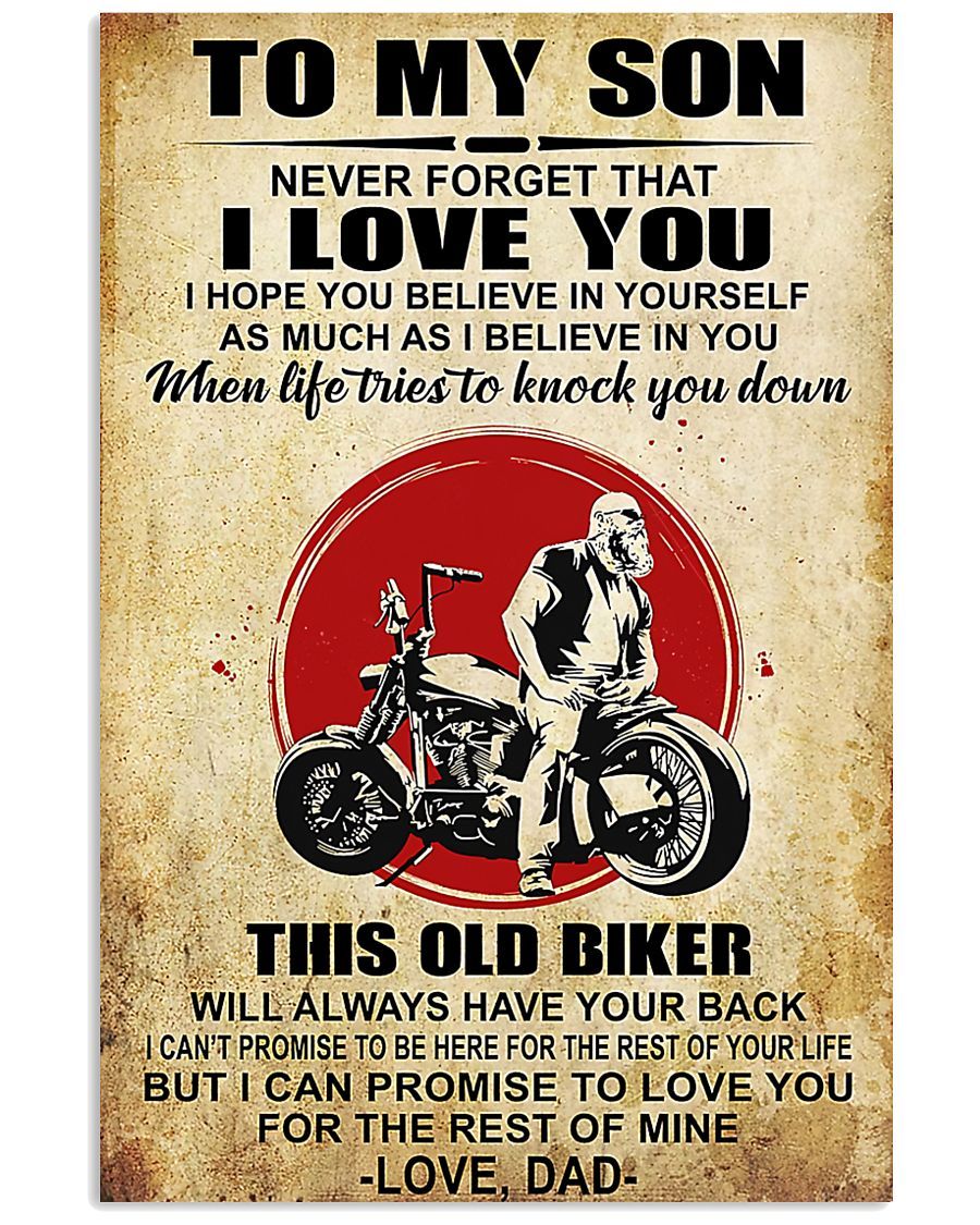 Motorcycle To My Son Vertical Canvas And Poster | Wall Decor