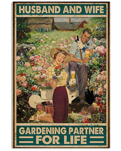 Garden Husband And Wife Vertical Canvas And Poster | Wall Decor