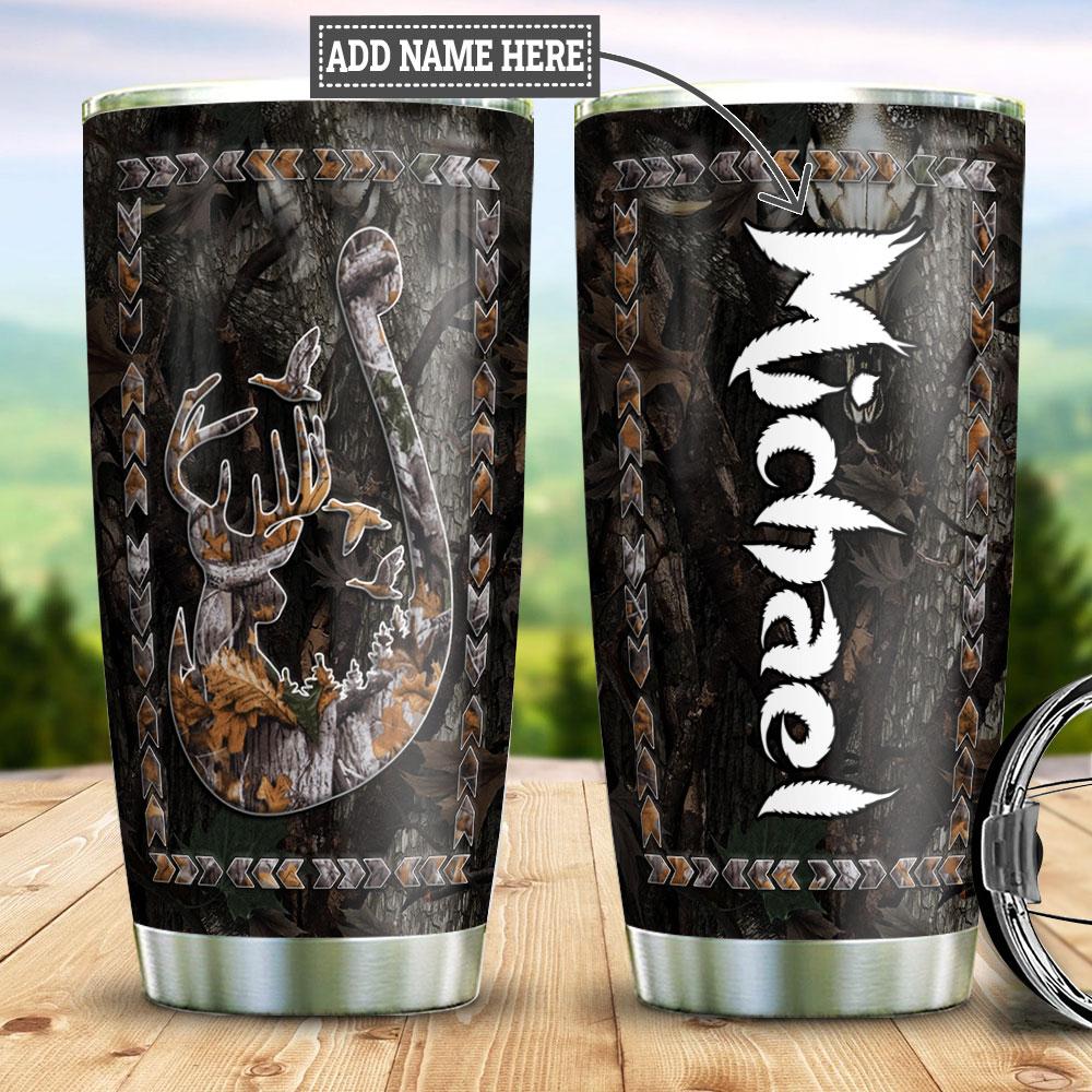 Personalized Hunting Fishing Fishing Rod Fishing Tackle Stainless Steel Tumbler Cups Drinkware 20oz - MostSuit