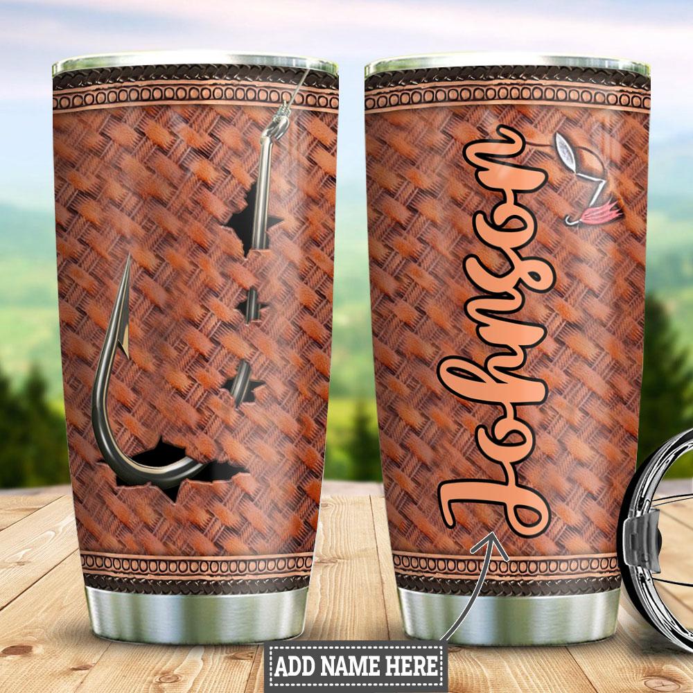 Personalized Fishing hook Fishing Rod Fishing Tackle Stainless Steel Tumbler Cups Drinkware 20oz - MostSuit