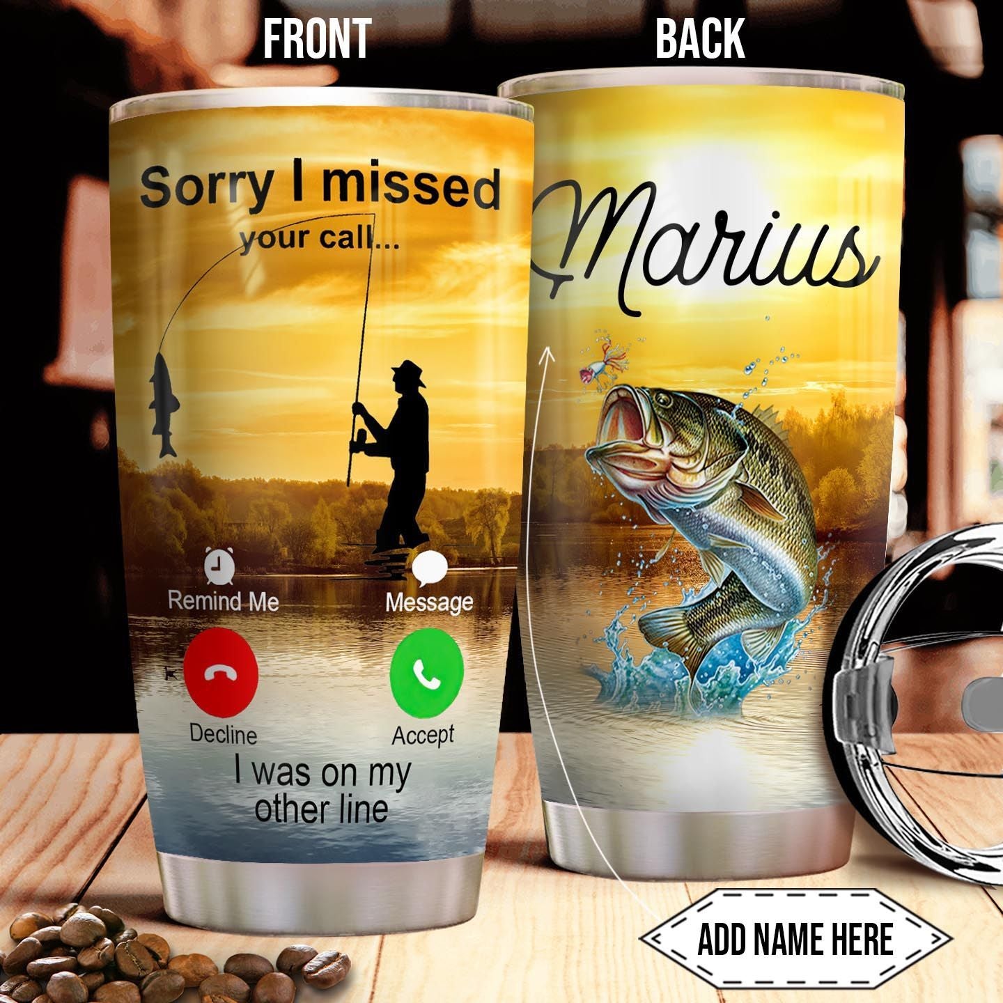 Fishing Calling KD4 Personalized Fishing Rod Fishing Tackle Stainless Steel Tumbler Cups Drinkware 20oz - MostSuit