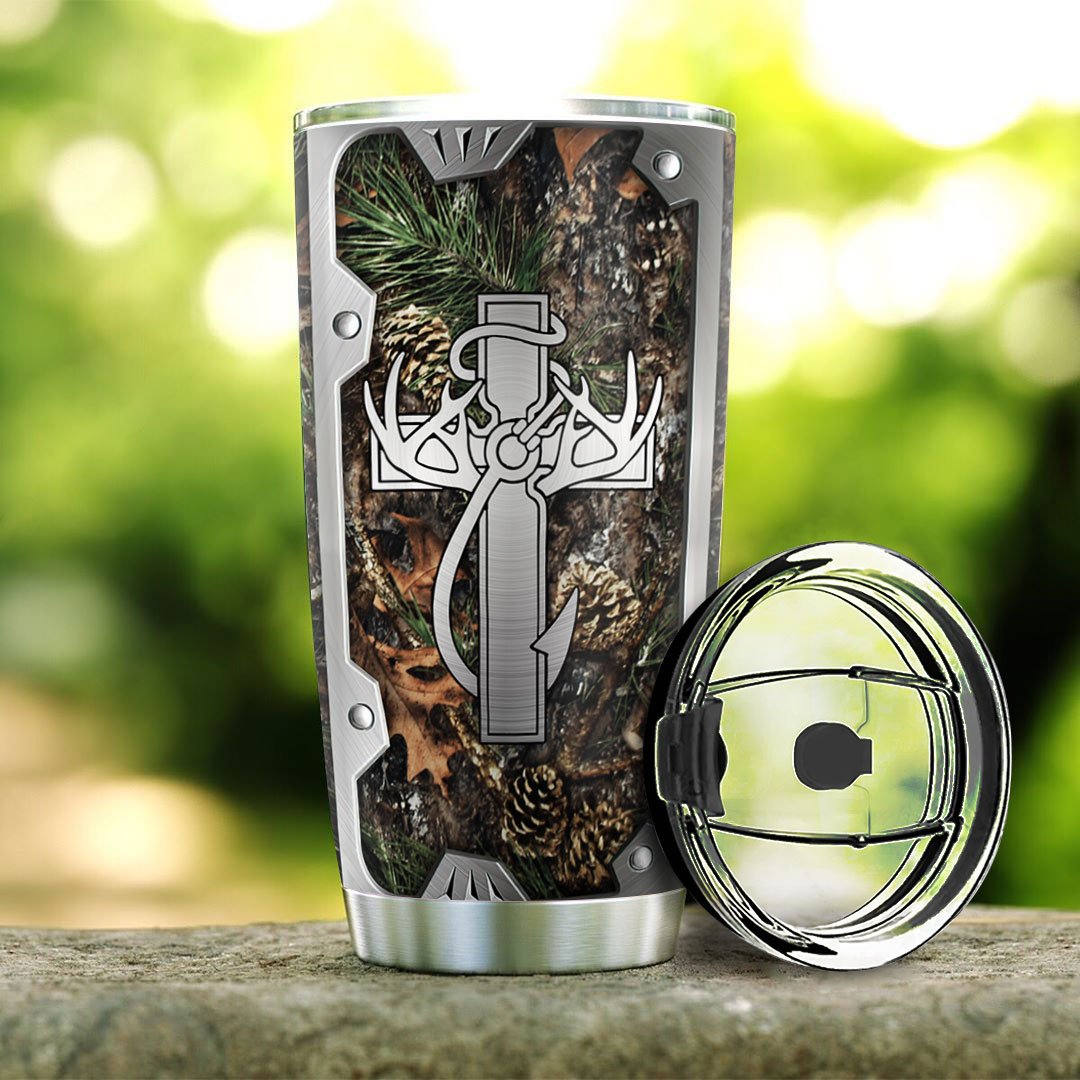 Personalized Hunting Fishing Faith Metal Style TTZ1412021 Stainless Steel Tumbler - MostSuit