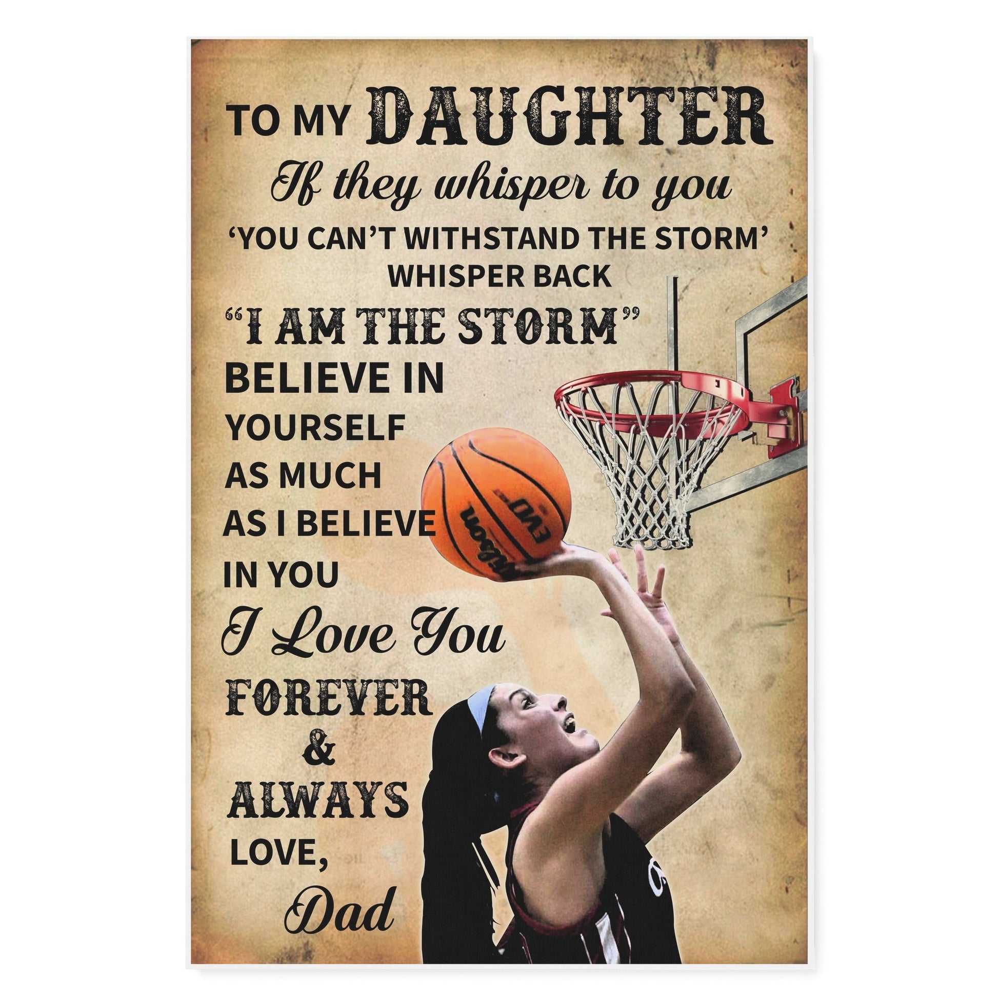 Basketball To My Daughter I Love You Dad Canvas And Poster | Wall Decor Visual Art