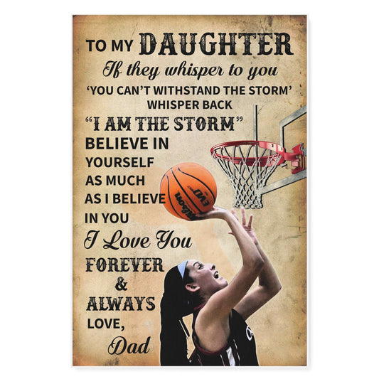 Basketball To My Daughter I Love You Dad Canvas And Poster | Wall Decor Visual Art