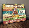 You Are My Sunshine Hippie Sunflower Poster Canvas Gift For Family Daughter Mother