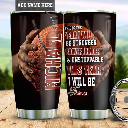 Personalized Basketball New Year Stainless Steel Tumbler Cups Drinkware 20oz - MostSuit