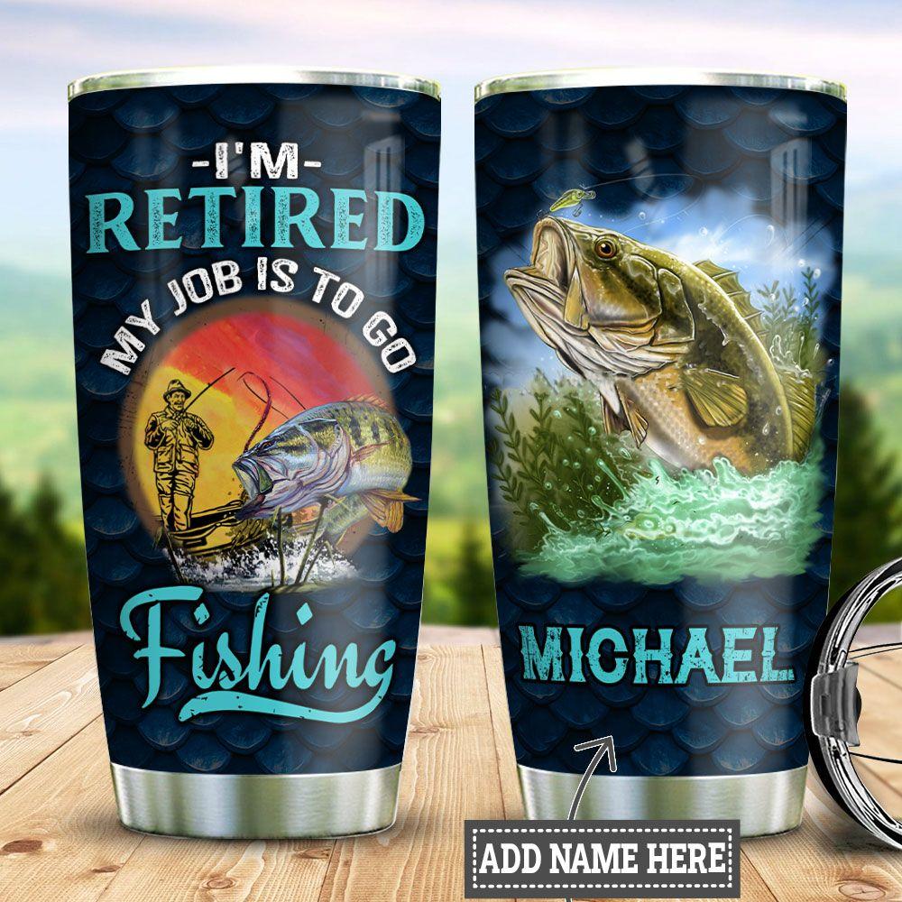 Personalized Fishing Retired Fishing Rod Fishing Tackle Stainless Steel Tumbler Cups Drinkware 20oz - MostSuit