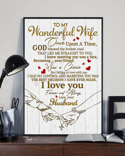 Hands To My Wonderful Wife Once Upon A Time Vertical Canvas And Poster | Gift For Wife | Valentine Gift