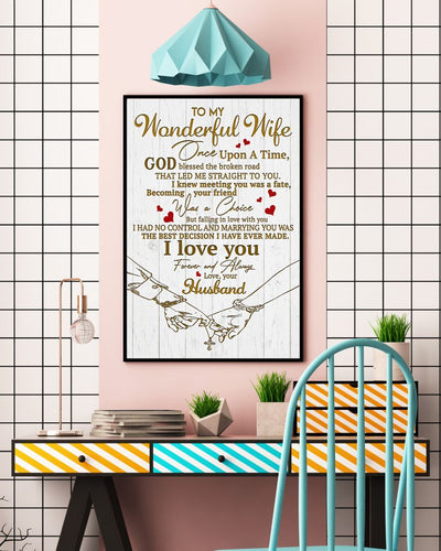 Hands To My Wonderful Wife Once Upon A Time Vertical Canvas And Poster | Gift For Wife | Valentine Gift