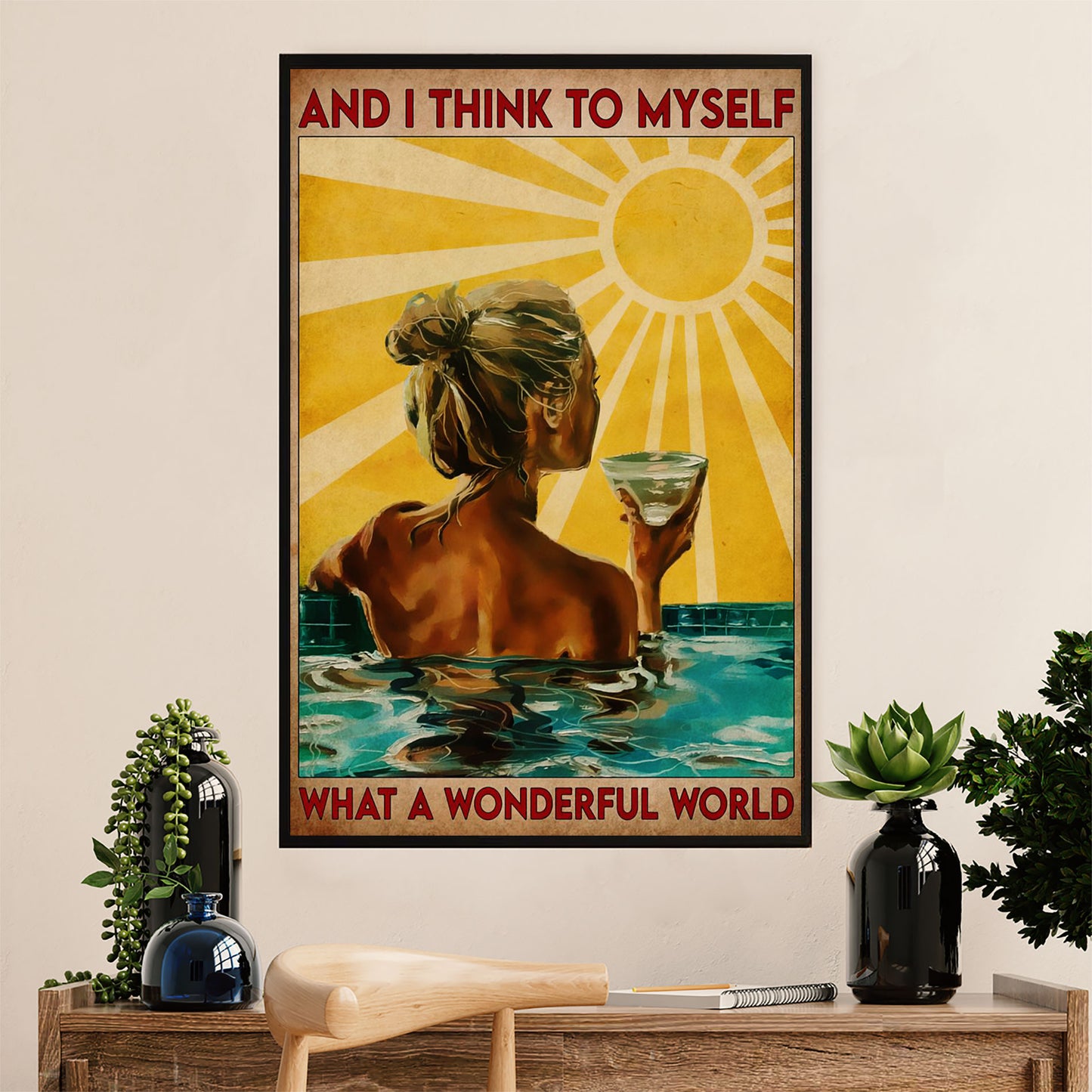 Swimming Poster Room Wall Art | Woman Chilling In The Sun | Gift for Swimmer