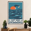 Swimming Poster Room Wall Art | Just Keep Swimming | Gift for Swimmer
