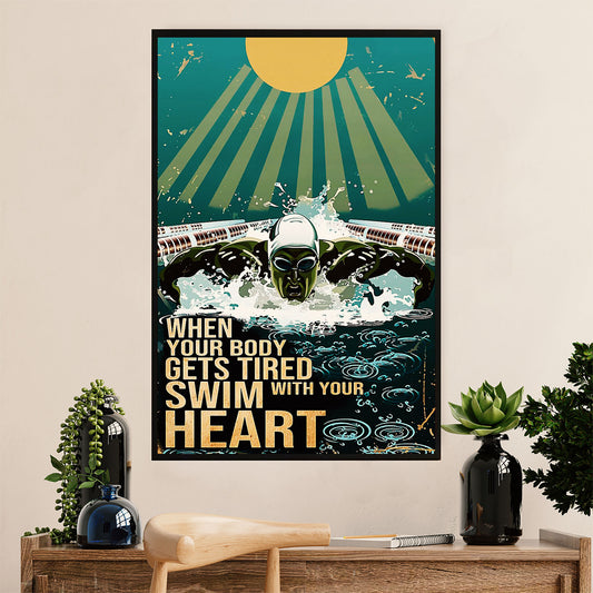 Swimming Poster Room Wall Art | Swim With Your Heart | Gift for Swimmer