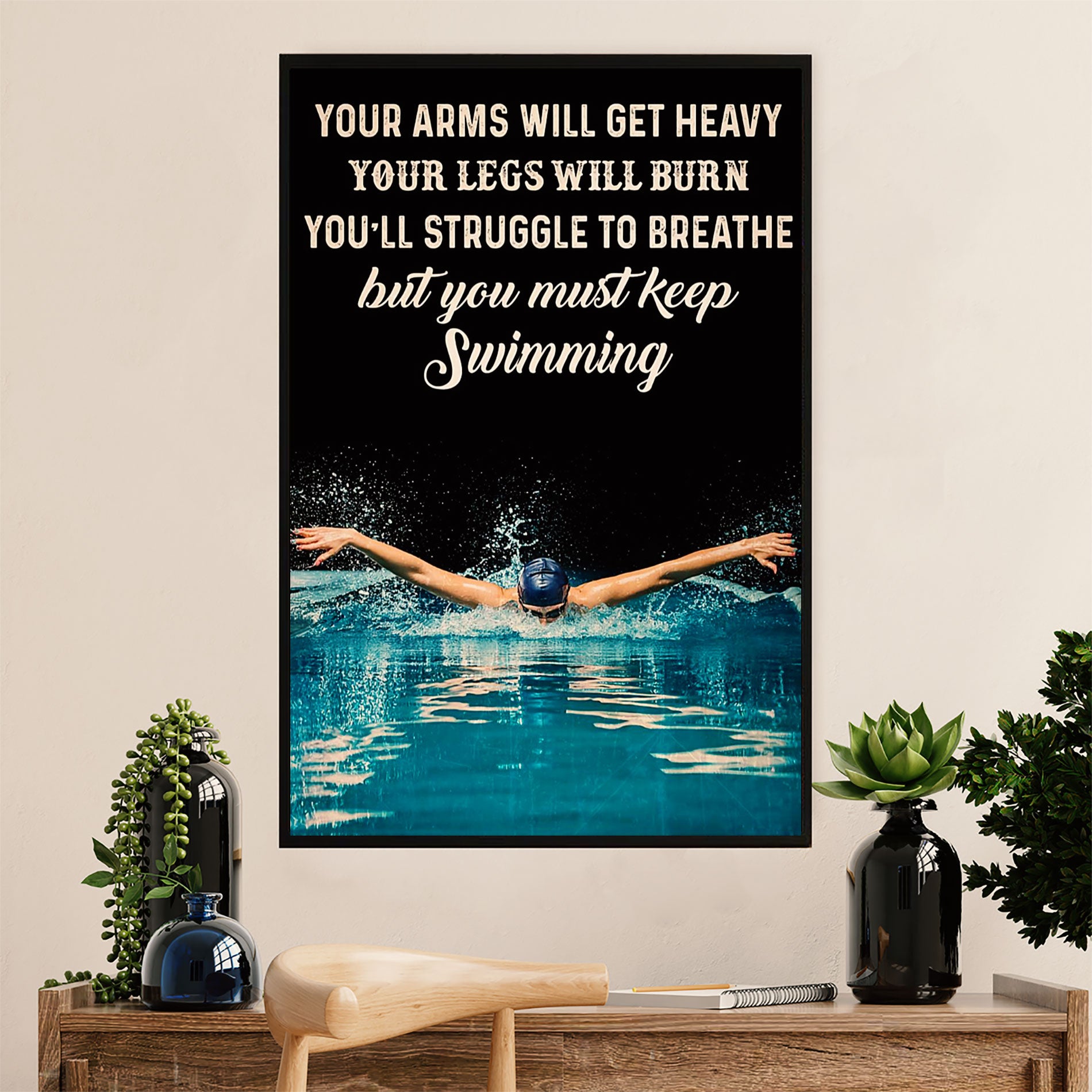 Swimming Poster Room Wall Art | Keep Swimming | Gift for Swimmer