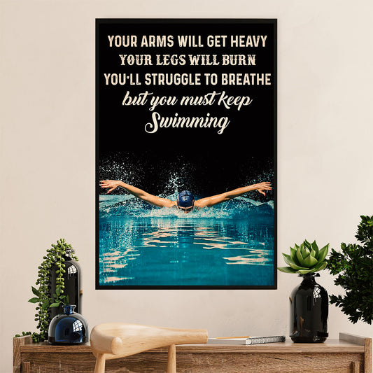 Swimming Poster Room Wall Art | Keep Swimming | Gift for Swimmer