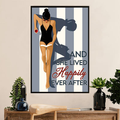 Swimming Poster Room Wall Art | She lived Happily | Gift for Swimmer