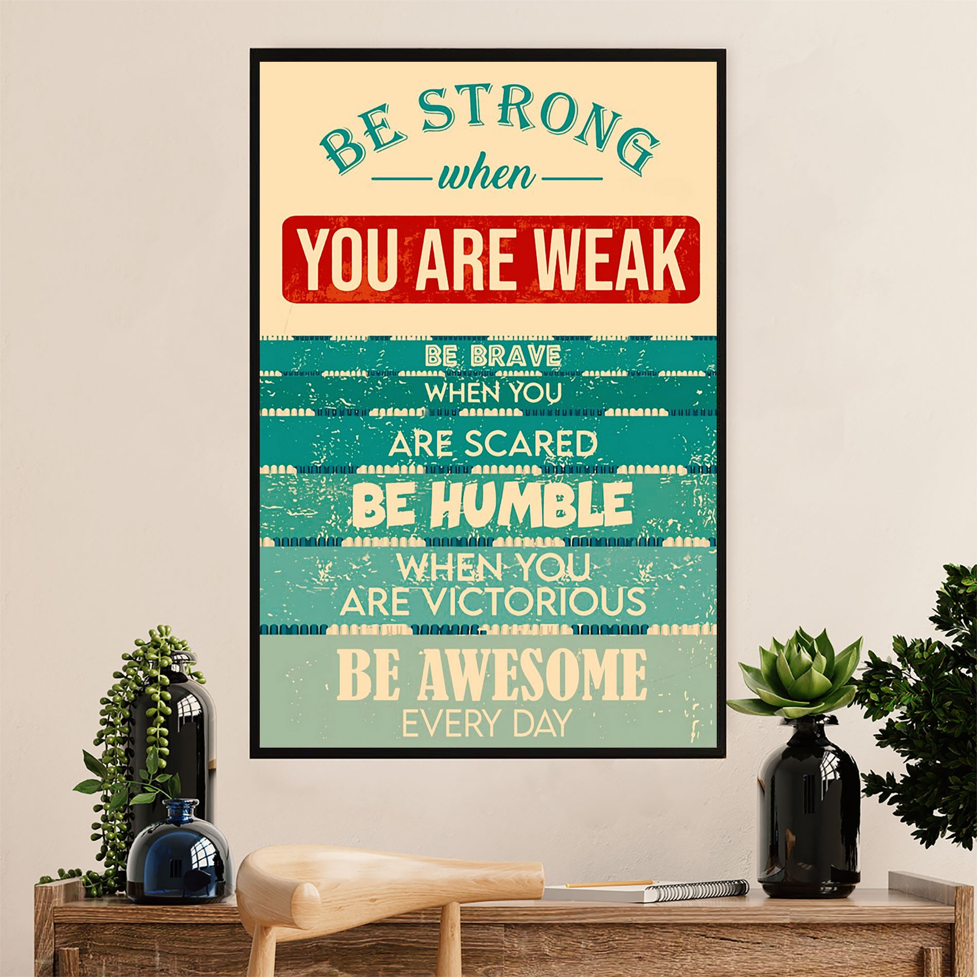 Swimming Poster Room Wall Art | Be Strong | Gift for Swimmer