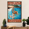 Swimming Poster Room Wall Art | Girl Loves Swimming | Gift for Swimmer