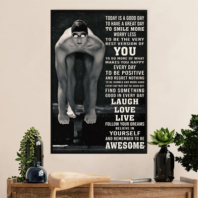 Swimming Poster Room Wall Art | Best Version of You | Gift for Swimmer